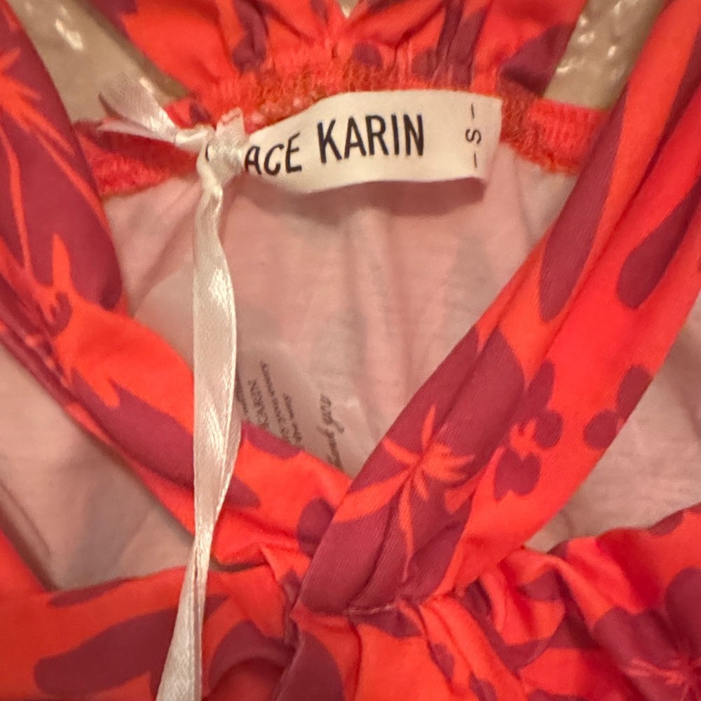 Floral Red Halter Dress Grace Karen - Picture 3 of 4
